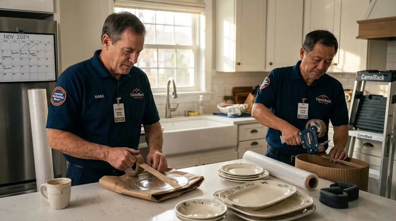 Professional crew packing kitchen dishware in Wyoming, MN